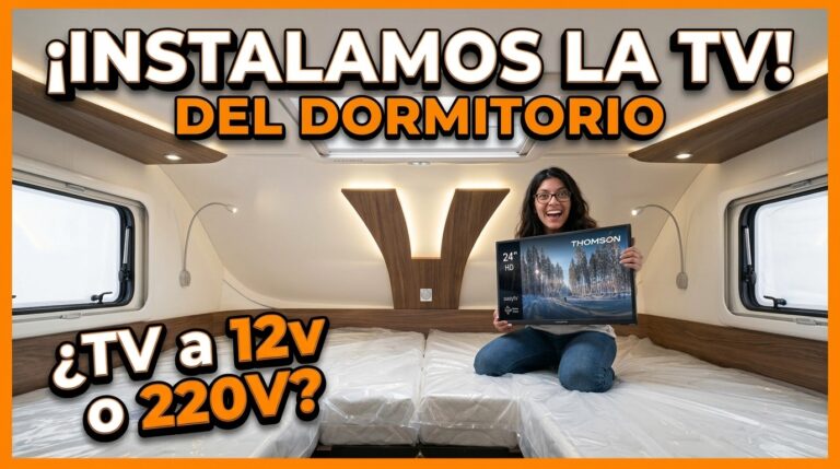 TV autocaravana instalada en el dormitorio de la Franki, autocaravana Frankia A680 PLUS
